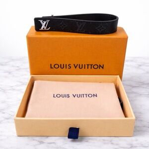 Louis Vuitton Black Leather LV Bracelet